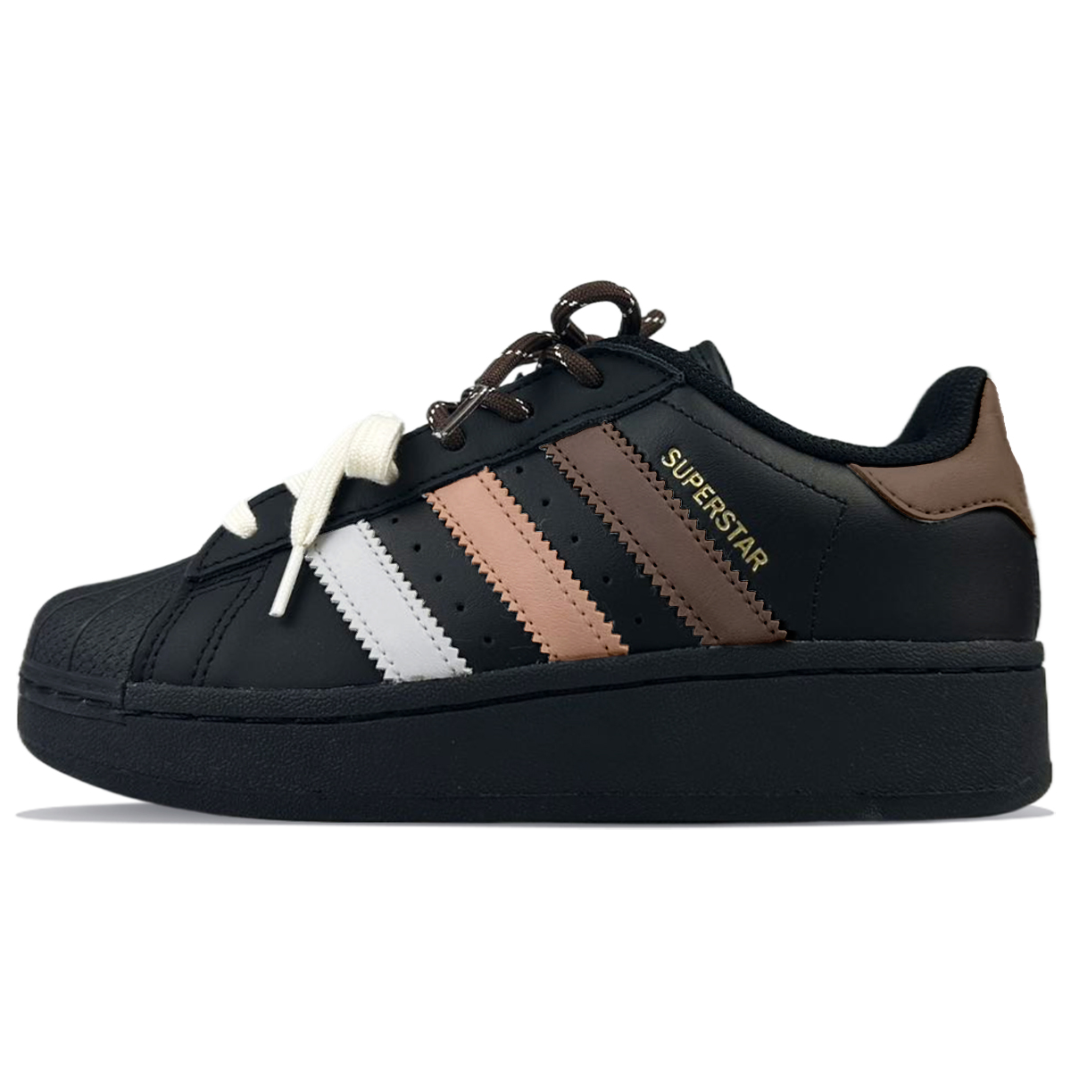 [Кроссовки по индивидуальному заказу] adidas originals SUPERSTAR XLG Mocha Frappuccino miumiu двойные шнурки Maillard Street винтаж шоколад нескользящие Износостойкий с низким вырезом панель обувь мужские и женские фасон унисекс черный Коричневый