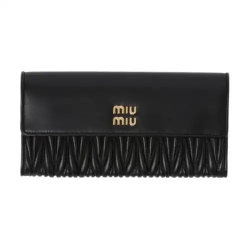 MIU MIU Leather Clutch Wallet Large Women's Black