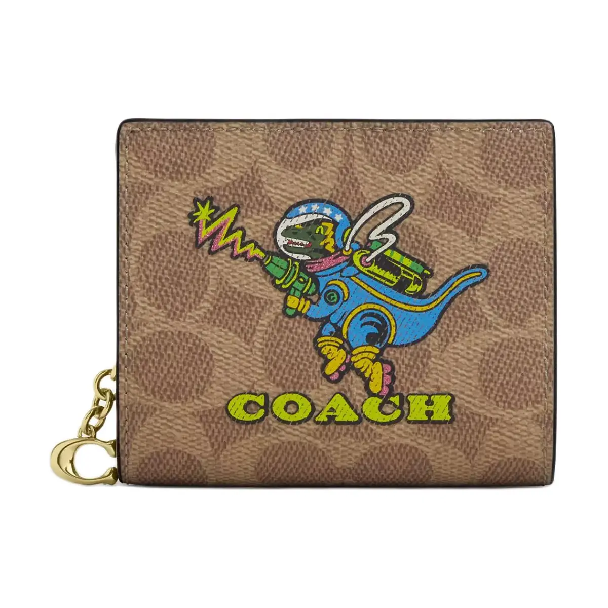COACH Coated Canvas Wallet Women's Tan Multicolor