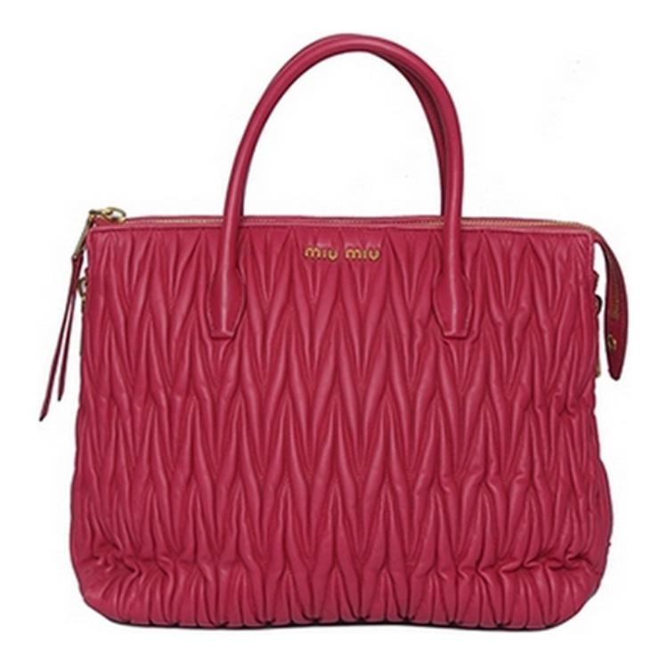 MIU MIU Lambskin Crossbody One Shoulder Handbag Women's Red