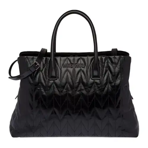 MIU MIU Cow Leather Tote Bag, Shopping Bag, Shoulder Bag, Crossbody Bag, Handbag Women's Black