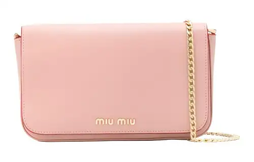 MIU MIU Leather Shoulder Bag Women's Pink