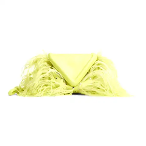 Bottega Veneta Sheepskin With Ostrich Feather Crossbody Bags Women's Neon Green