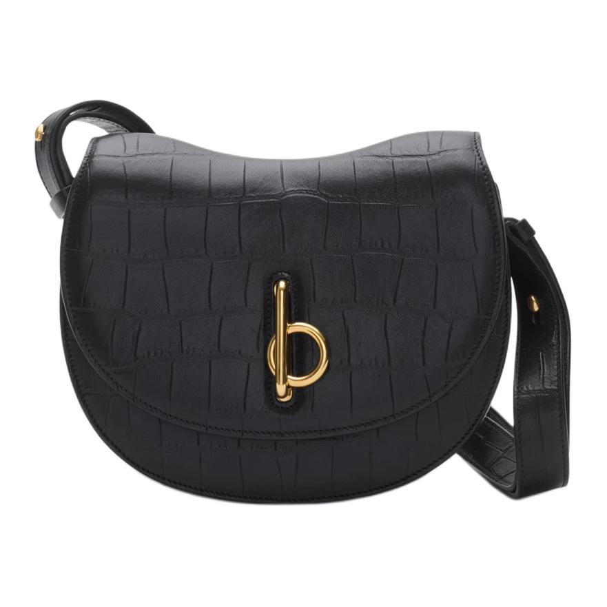 Женская сумка Burberry С крокодиловым тиснением (черная)
