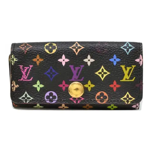 LOUIS VUITTON Coated Canvas Wallet Key Pouch Women's Black