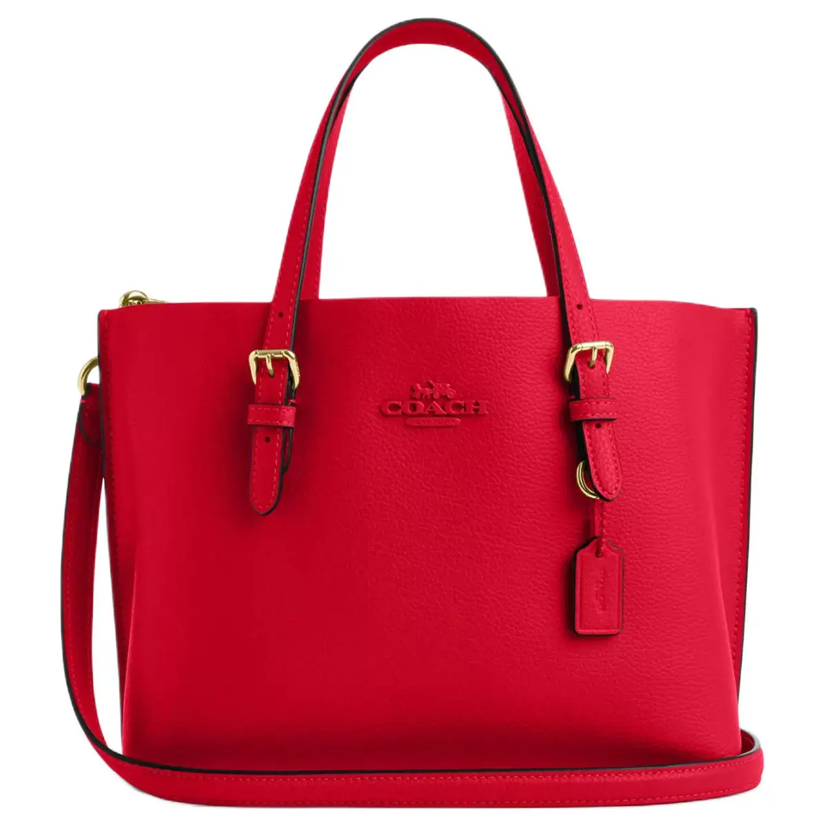 COACH Mollie Leather Tote Bag, Shopping Bag, Shoulder Bag, Handbag 25 Women's Red