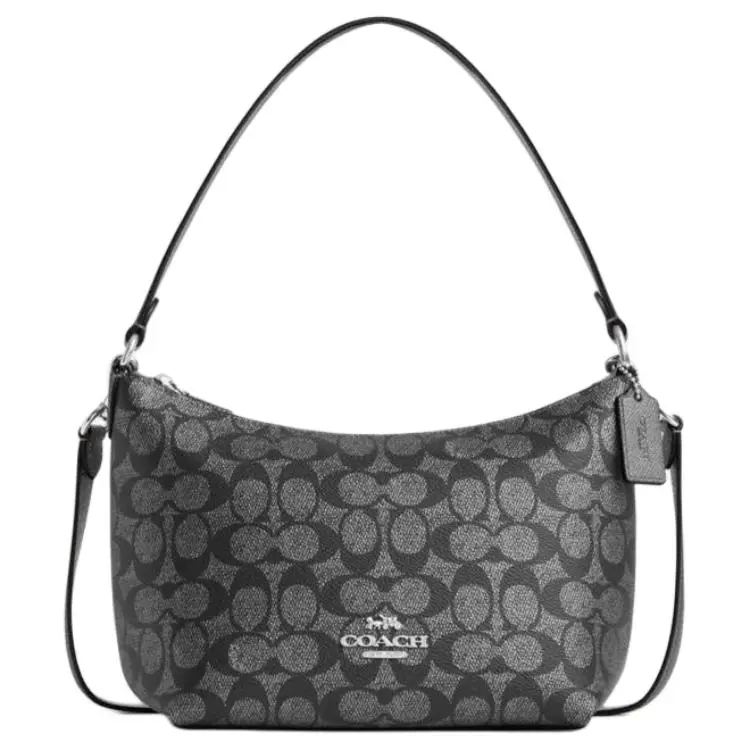 COACH Lewis Artificial Leather Handbag, Shoulder Bag Small Unisex Gunmetal & Mixed Color