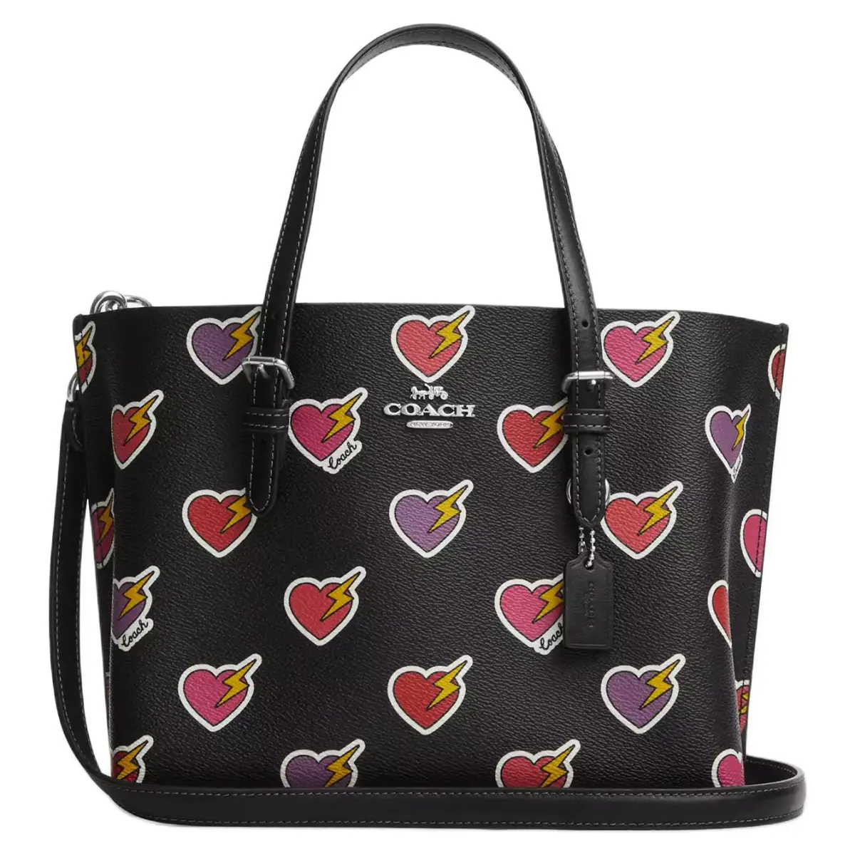 COACH Mollie Coated Canvas Tote Bag, Shopping Bag Handbags Medium Women's Black