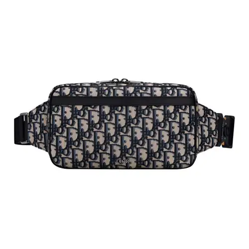 DIOR Cow Leather Fanny Pack Men's Blue/Black