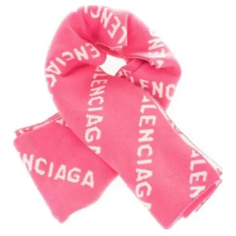 Balenciaga Wool, Polyester Knit Scarves Women's Pink