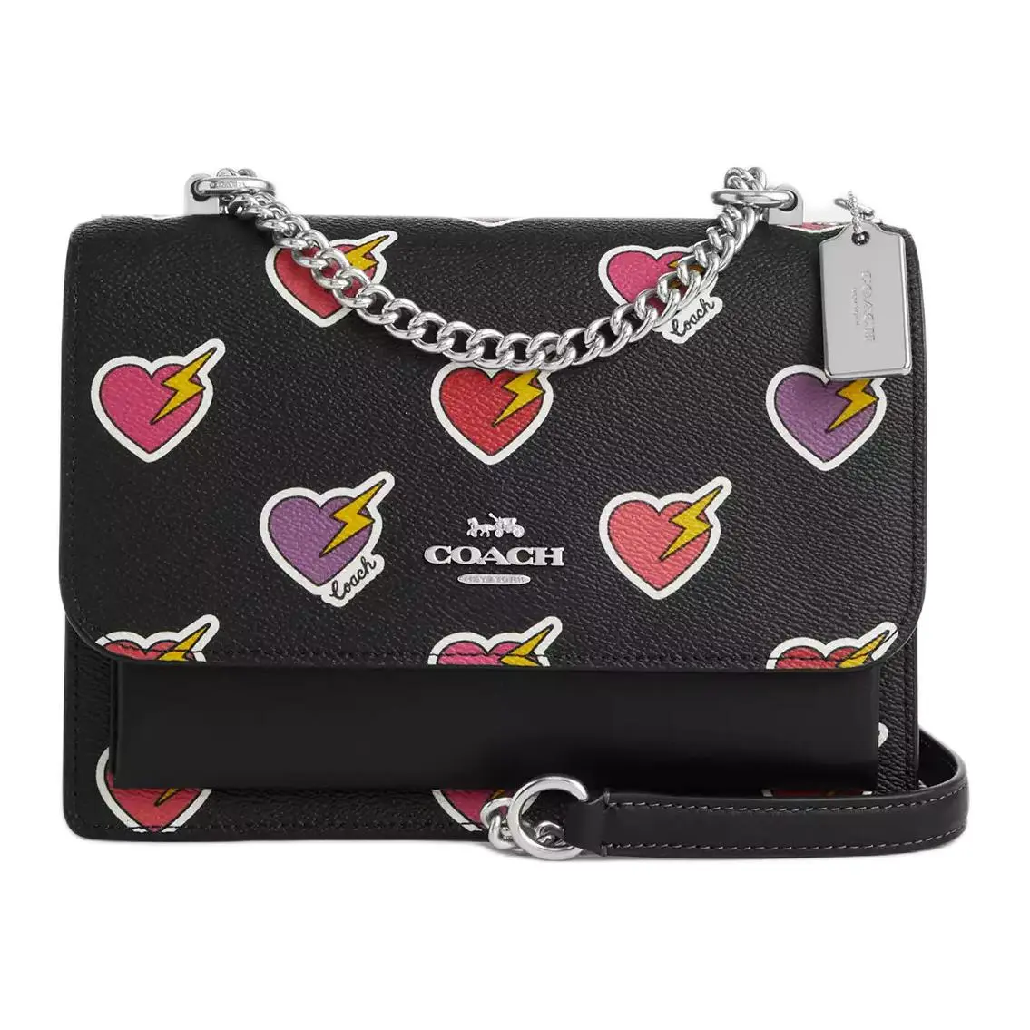 COACH Klare Coated Canvas Crossbody Bags Small Women's Exotic Print & Silver & Black & Multicolor