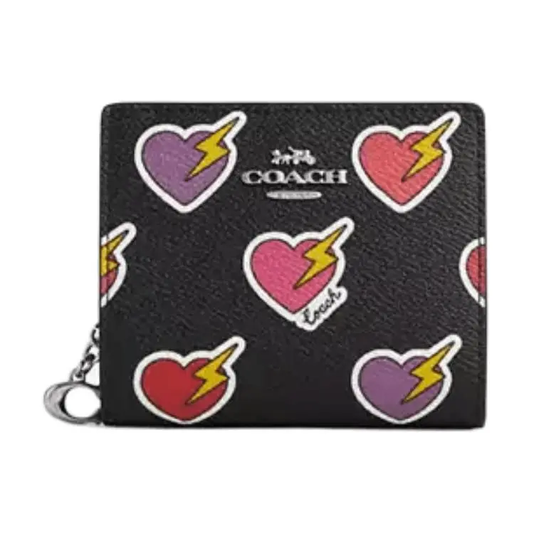 COACH Snap Wallet Coated Canvas Wallet Women's Black