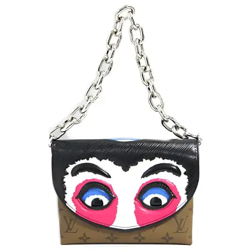 LOUIS VUITTON X Kansai Yamamoto Pochette Monogram Reverse Epi Kabuki Masks Fuchsia