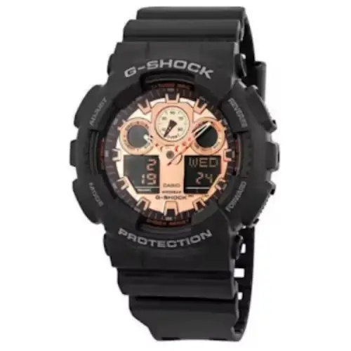 CASIO Men Liquid Crystal/Analog Dual Display Series Gold Watch GA-100MMC-1A