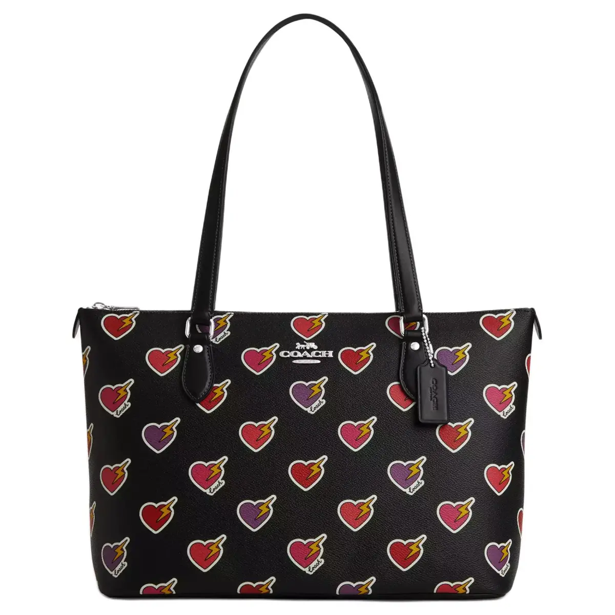 COACH Gallery Artificial Leather Handbag, Shoulder Bag Large Women's Black