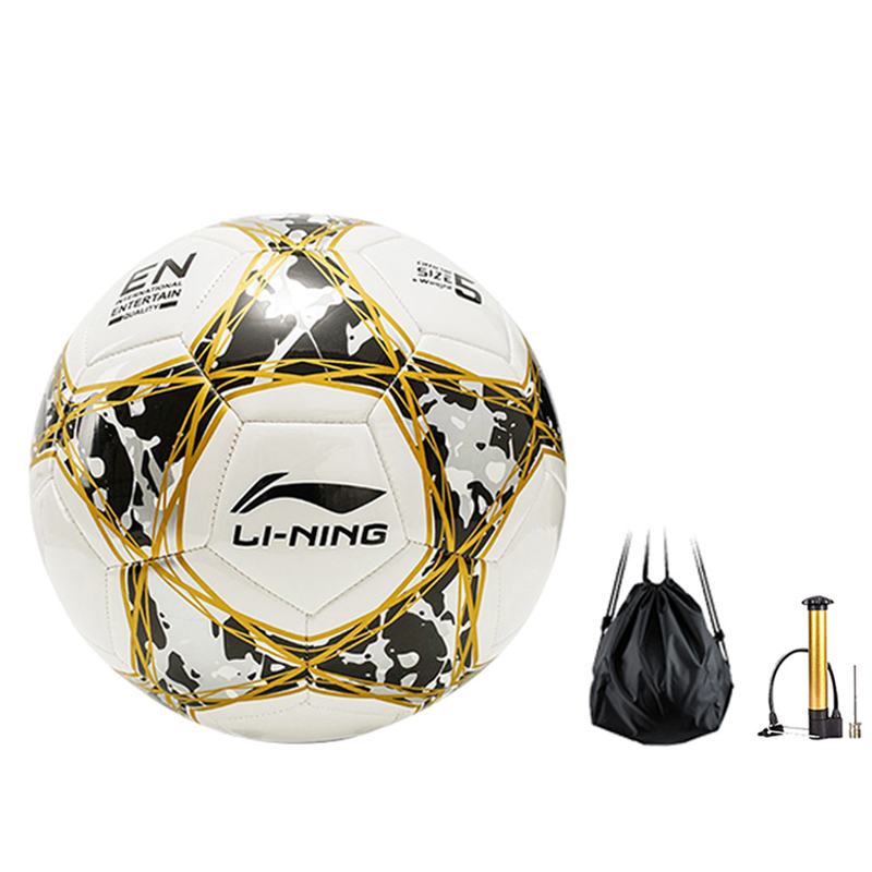 Li Ning Size 5 Soccer Ball TPU Machine Stitched Soccer Ball Unisex White Yellow