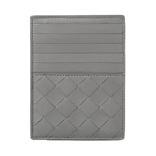 Bottega Veneta Lambskin With Calfskin Business Card Holder Men's Gray
