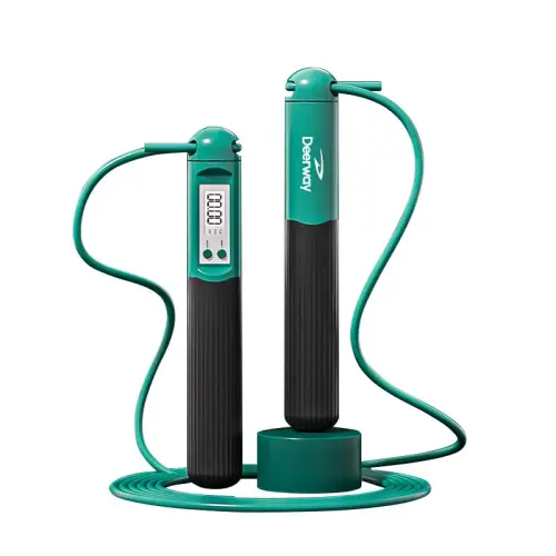 DEERWAY Electronic comfortable jump rope for teaching maths, universal steel wire for men and women PVC, silicone green handle