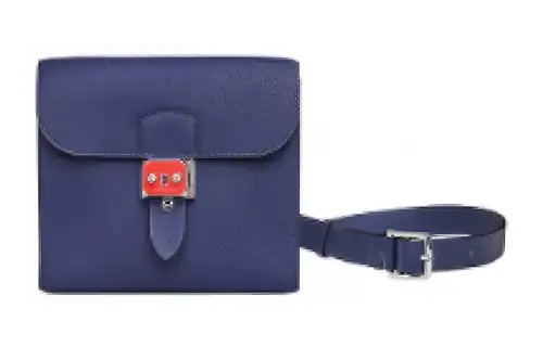 HERMES Sac A Depeches Togo Grain Calfskin Messenger Bag, Shoulder Bag, Crossbody Bag Men's Blue