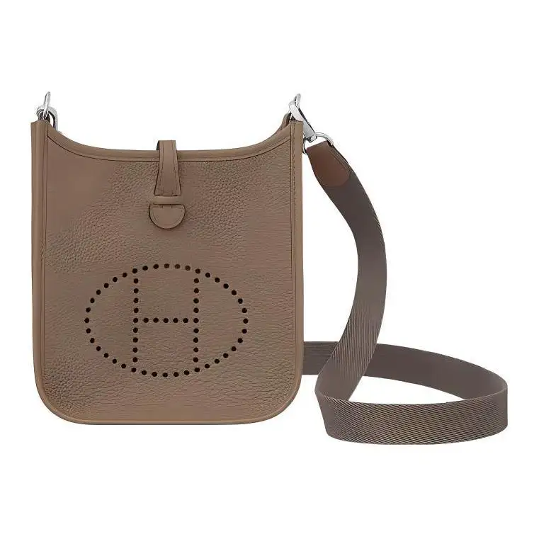 HERMES Evelyne Maurice Bullock Leather Crossbody Bag, Shoulder Bag 16 Women's Tin Gray/Weimar Beige