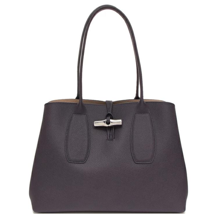 Женская сумка LONGCHAMP с металлическим логотипом (фиолетовая)