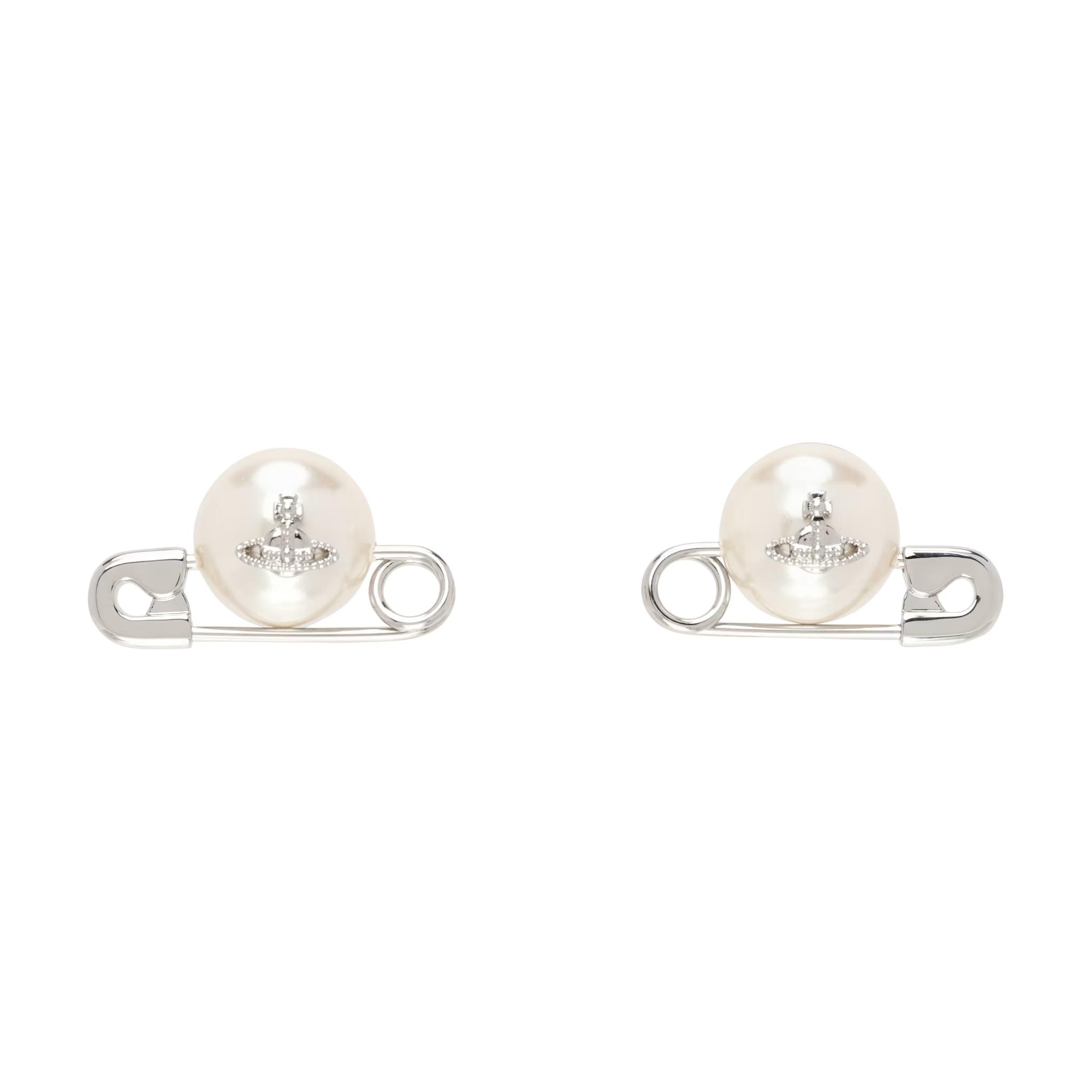 Vivienne Westwood Jordan Pearl Saturn Pin Brass Earrings Earrings Women's Silver