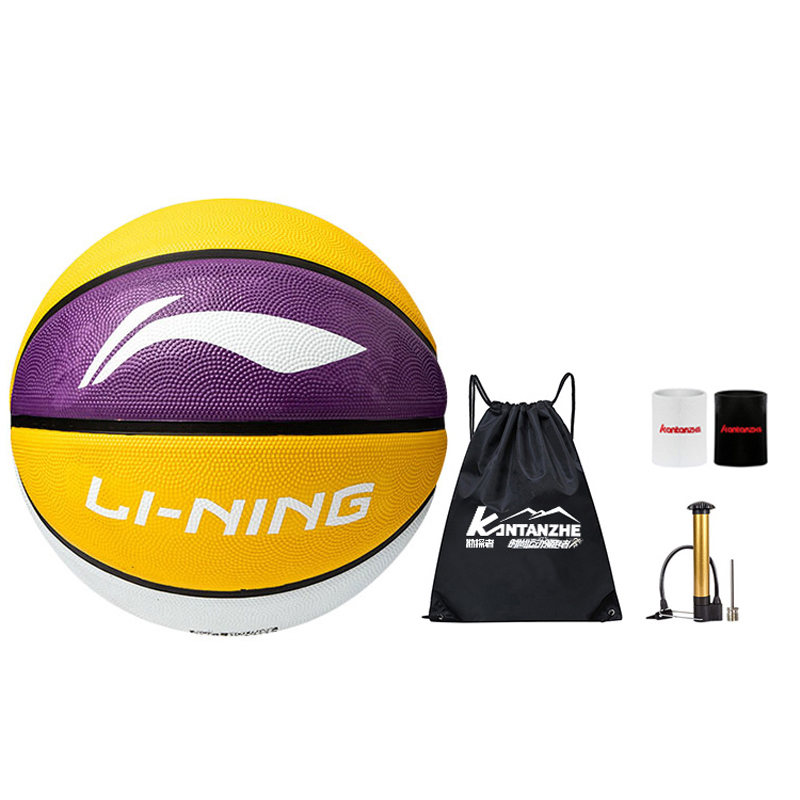 Li Ning Rubber Basketball Yellow Purple White Size 5 7 Size Training Unisex