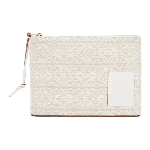 LOEWE Jacquard Calfskin Clutch Women's Light Umber/Soft White
