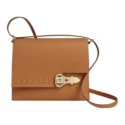 HERMES Boucle Sellier Swift Calfskin Shoulder Bag, Crossbody Bag Women's 37 Gold Brown