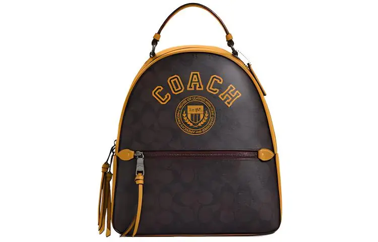 COACH Jordyn Cow Leather With Artificial Leather Backpack Large Women's Brown & Ranunculus