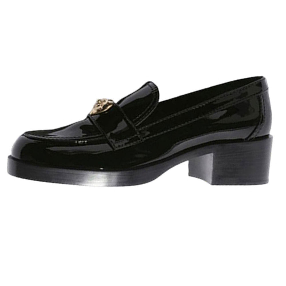 CHANEL Эмблема шанель стандартный Простая круглая голова для отдыха туфли женский черный