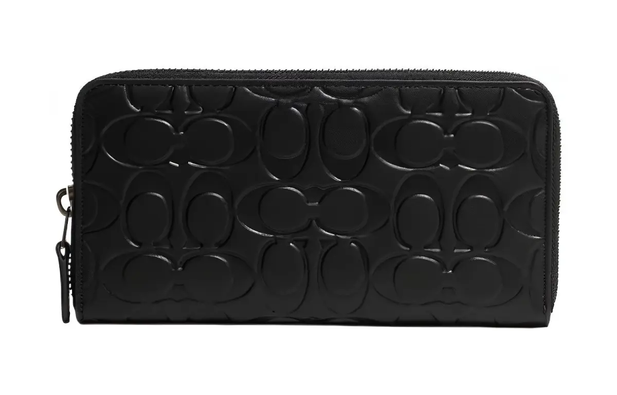 COACH Accordion Wallet Cow Leather Card Holder, Wallet Women's Black