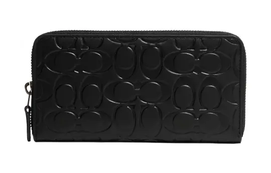 COACH Accordion Wallet Cow Leather Card Holder, Wallet Women's Black