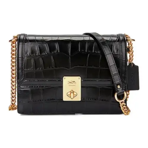 COACH Hutton Cow Leather Small Square Bag Handbag, Shoulder Bag Small Women's Black