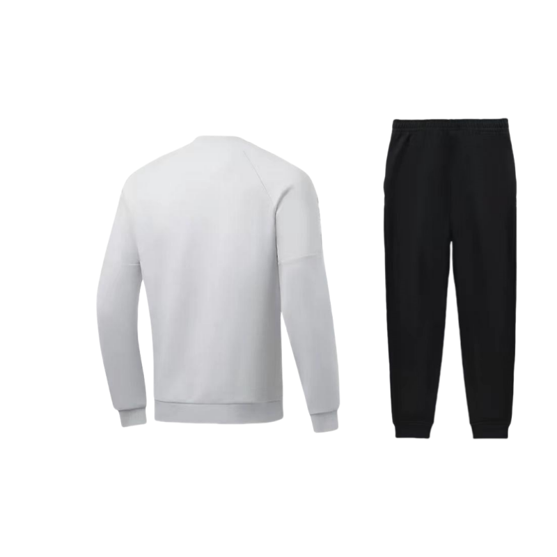 Li Ning Brand Logo Crew Neck Long Sleeved Sweatshirt With Elastic Cuff And Fleece Lined Pants Casual Sportswear Unisex