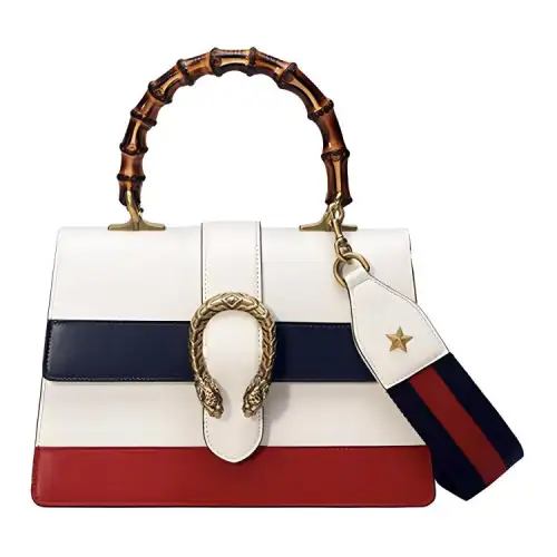 GUCCI Dionysus Multicolor Cow Leather Shoulder Bag, Crossbody Bag, Handbag Medium Women's White/Dark Blue/Red