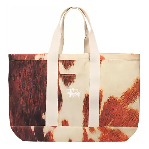 Stussy Cotton Tote Bag, Shopping Bag, Handbag Extra Large Unisex Apricot/Brown