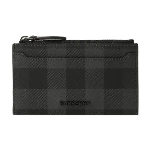 Burberry Artificial Leather With Cotton Card Holder Men's Charcoal Gray