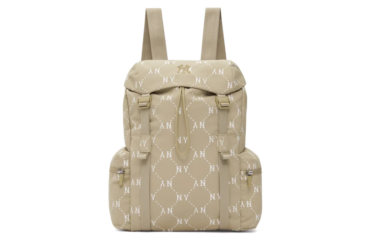 MLB Double Shoulder Laptop Bag Travel Cycling Bag Backpack For Students Unisex Beige Brown
