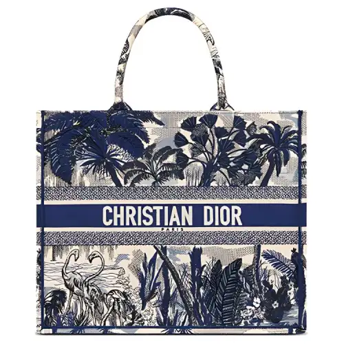 DIOR BookTote Canvas Tote Bag, Shopping Bag, Handbag Large Women's Blue