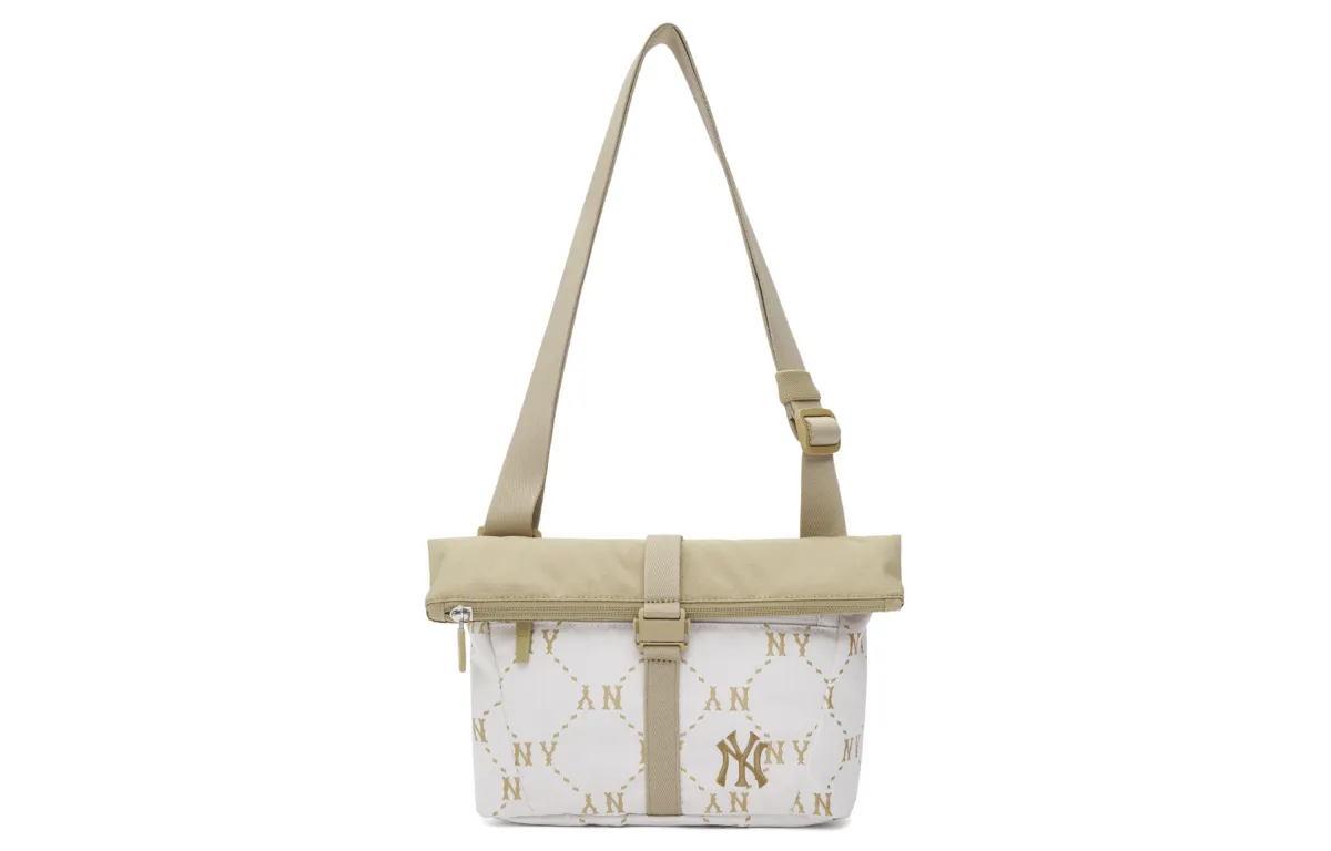 MLB Hobo Bag, One Shoulder Messenger, Crossbody Bag, Zip Closure Women's Ivory