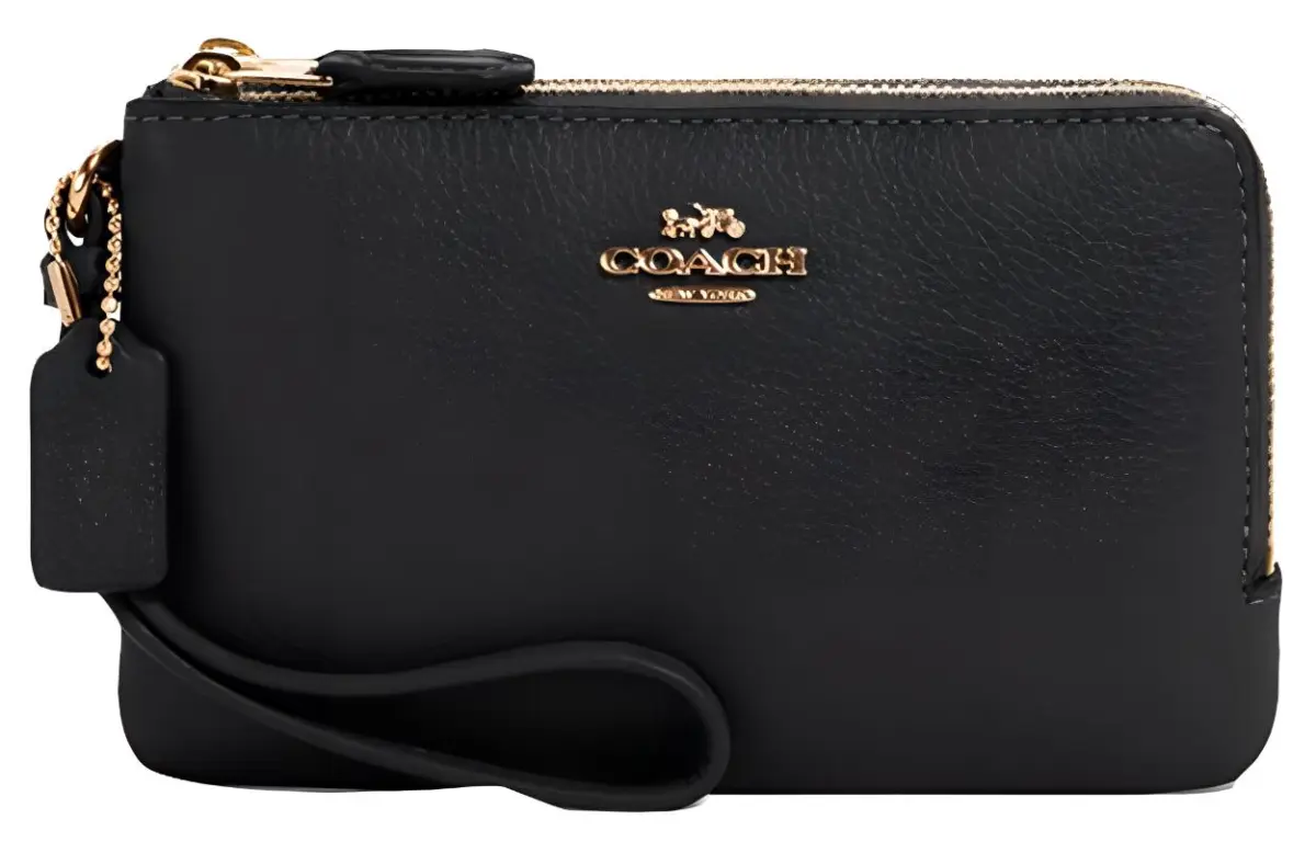 COACH Double Layer Leather Clutches Small Women's Black