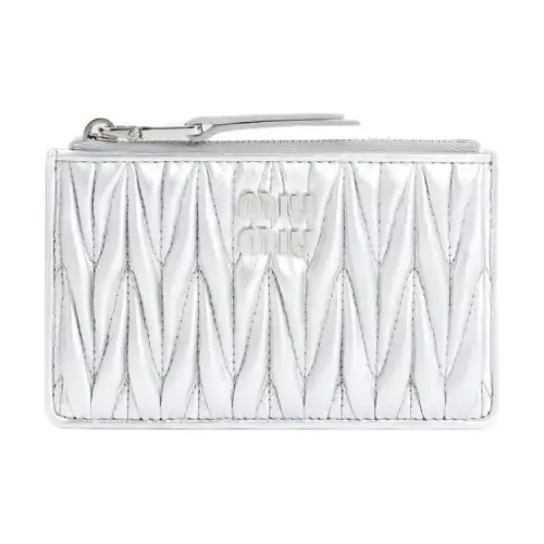 MIU MIU Matelassé Lambskin Wallet Women's Silver