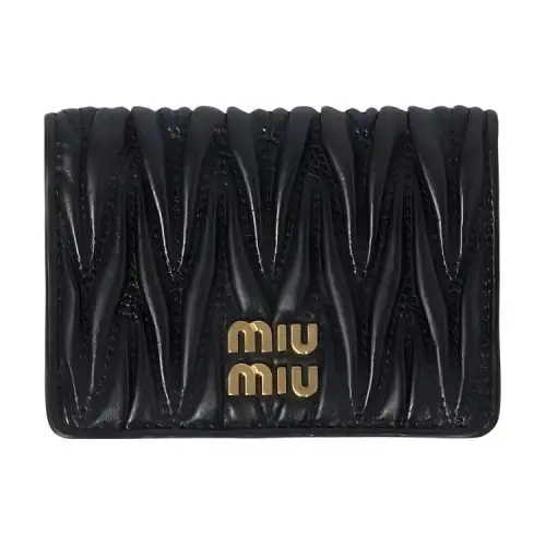 MIU MIU Leather Card Holder Card Holder Women's Black
