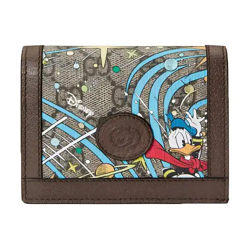 GUCCI Disney Collaboration Canvas With Leather Card Holder Women's Beige/Ebony