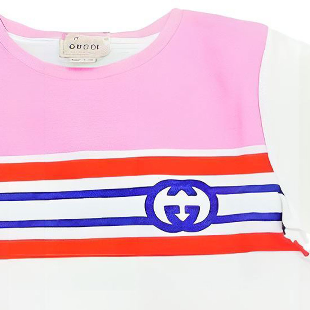 Мужская футболка Gucci GUCCIT SS22 Logo (розовый) — фото 6