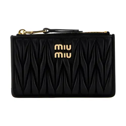 MIU MIU Leather Card Holder Women's Black