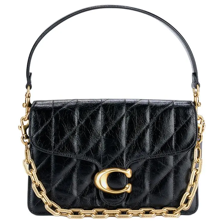 COACH Tabby Cow Leather Shoulder Bag Medium Women's Black