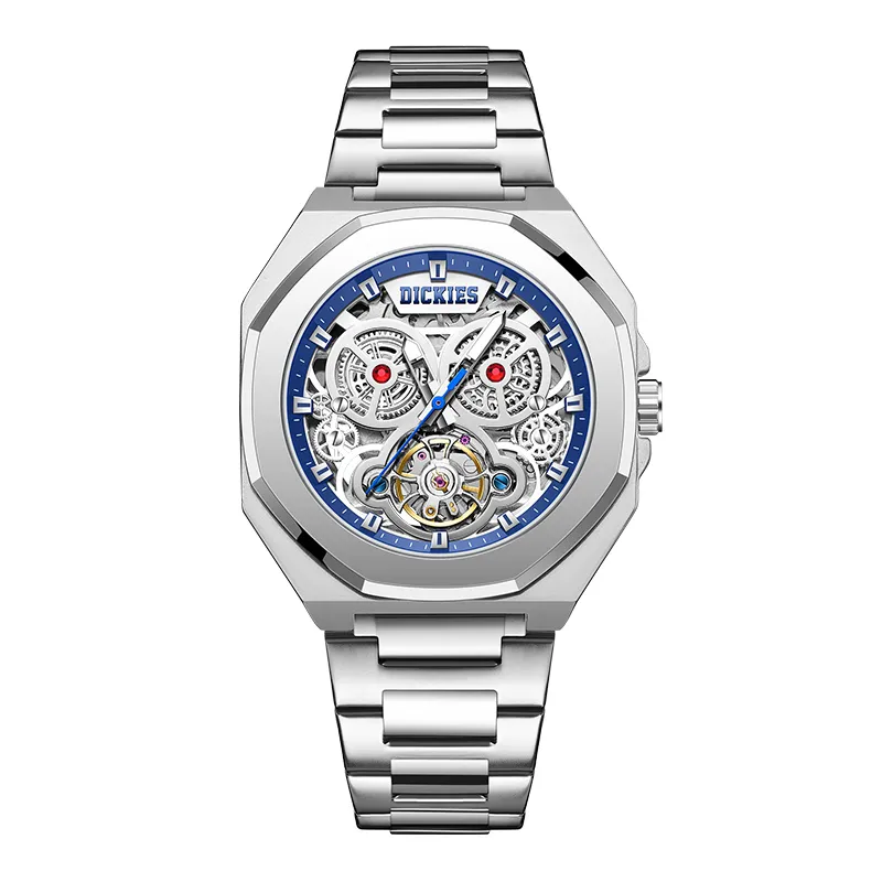 Dickies Wrist Watches Mechanical Movement Steel Strap Silver Dial Men's Watches