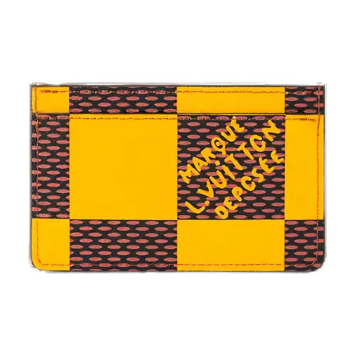 LOUIS VUITTON Porte Cartes Simple Damier Pop Jaune Mat